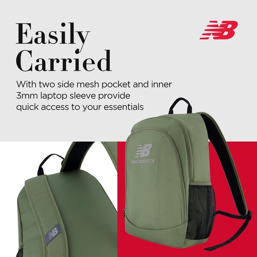 Mochila para portátil New Balance, bolsa de viaje de cercanías para hombre y mujer, oliva, 19... - Imagen 4 de 7