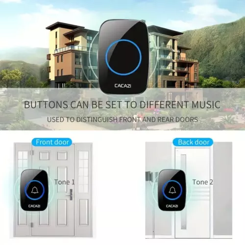 Wireless Doorbell Chime Outdoor Waterproof Receiver Adjustable Volume 1000FT Kit - Picture 3 of 19