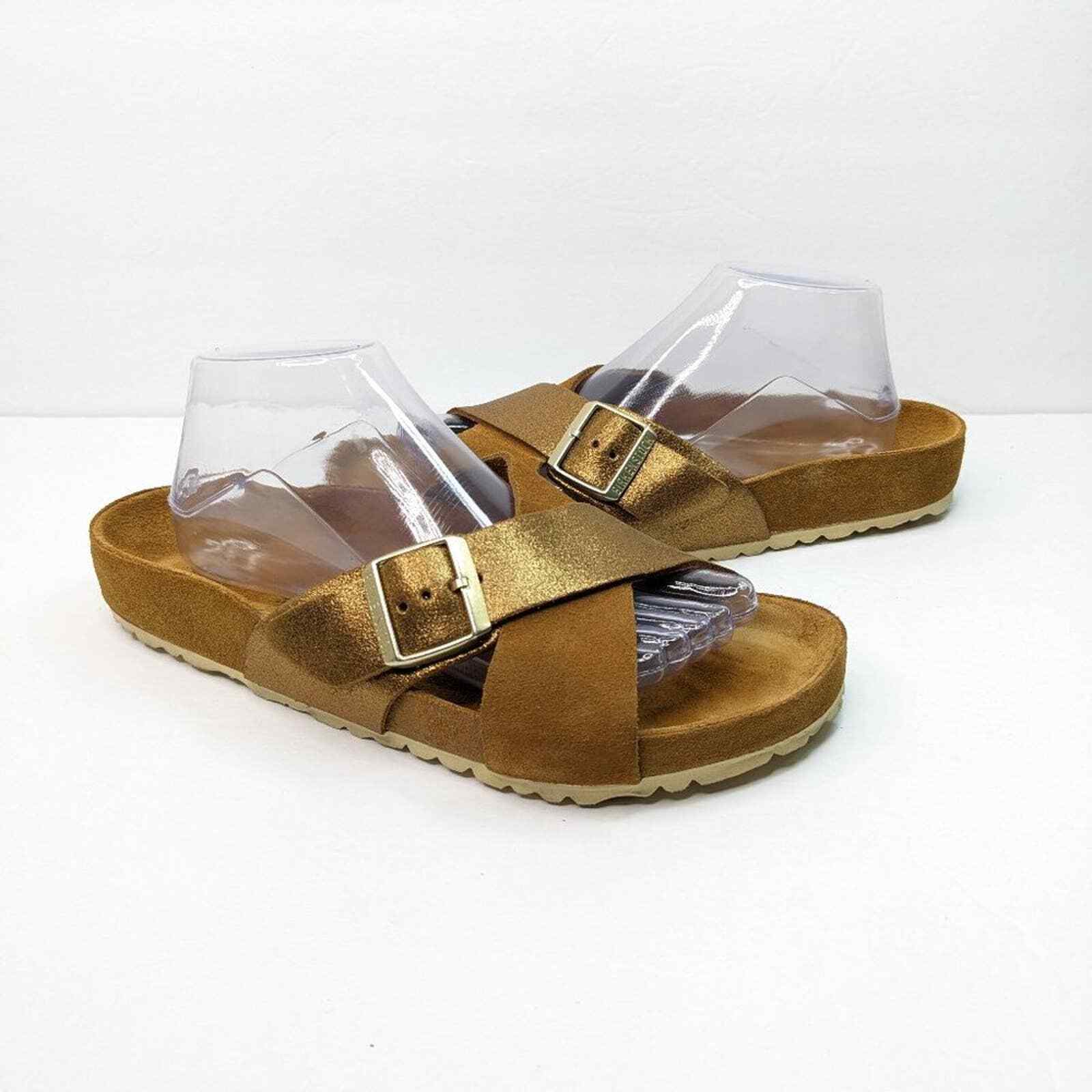 Birkenstock Siena Exquisite Suede Leather Sandals 41 US 10 10.5 Metallic  Gold Br | eBay