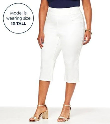 DG2 Diane Gilman Virtual Stretch PullOn Sailor Jean White P3X