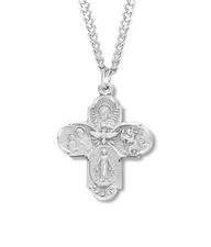 Sterling Silver Four-way Medal Miraculous Scapular Saint Christopher St Joseph