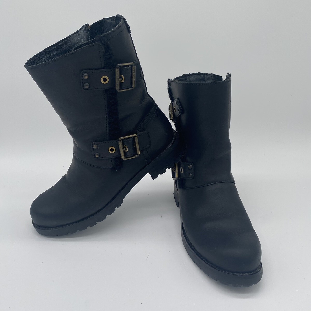 Ugg Niels Boot Womens Sz Black Water Resistant Leather Side Zip Cold  Weather