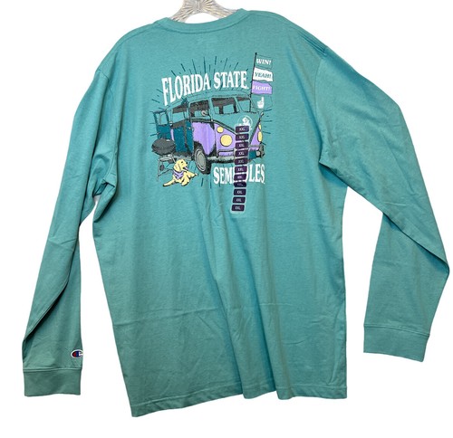 Women’s 2XL Champion Florida State Seminoles Teal Tailgate Long Sleeve T-shirt - 第 1/7 張圖片