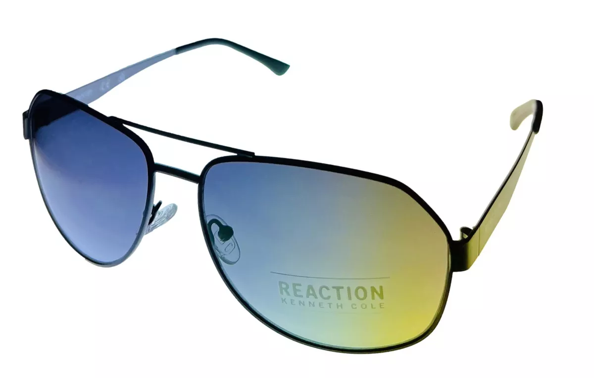 Kenneth Cole Reaction Matte Black Mens Aviator Metal Sunglass