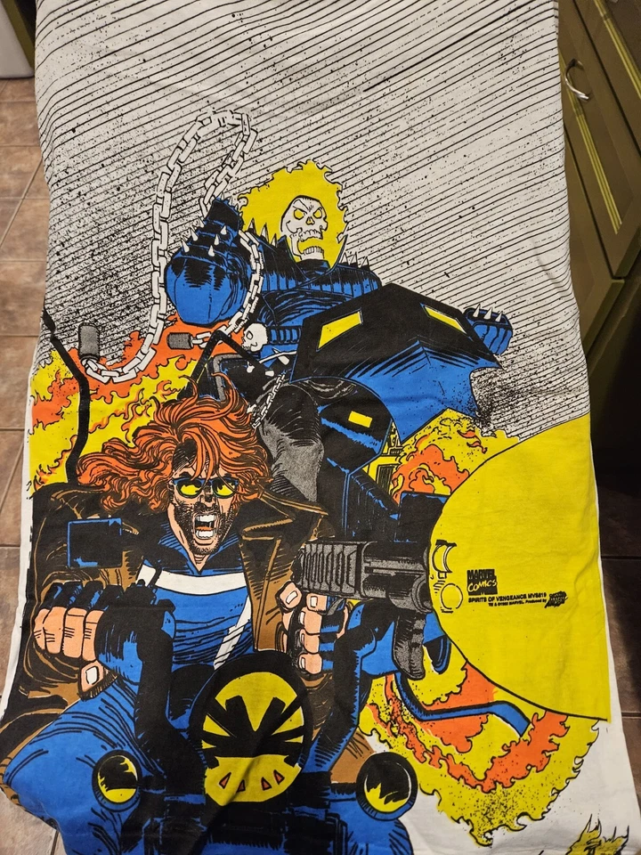 Marvel 1996 Mega Print Vintage Shirt GHOST RIDER SPIRITS OF VENGEANCE Rare NWOT - Image 3 of 4