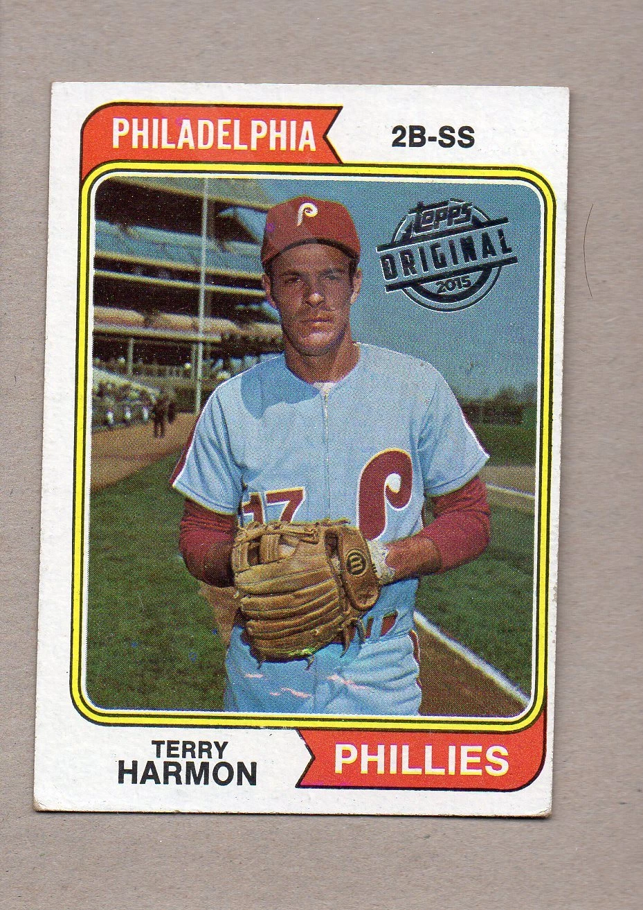 2015 topps original buyback 1974 642 terry harmon philadelphia phillies