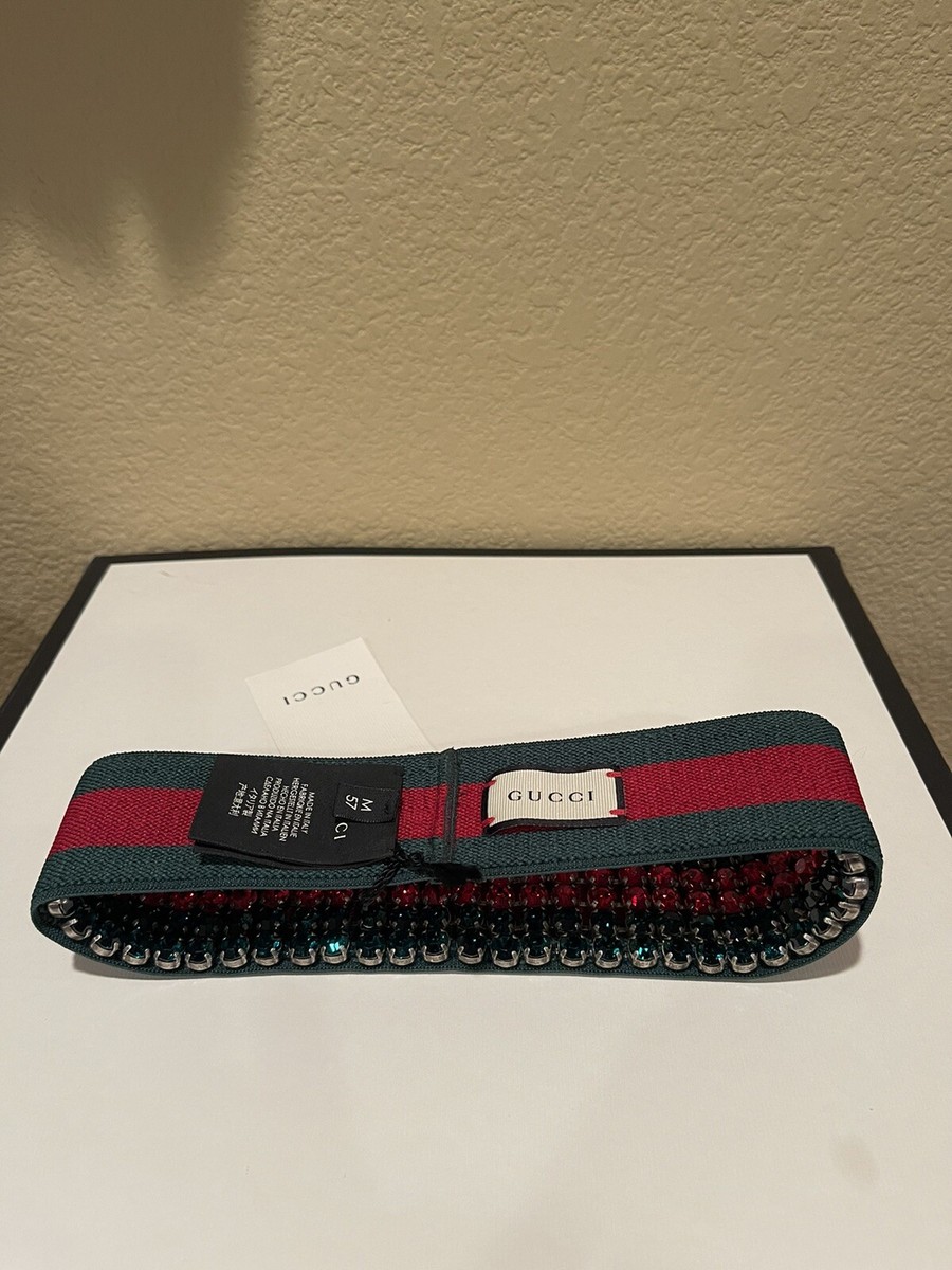 100% Authentic GUCCI Crystal Embellished Web Headband $800  display picture 1