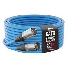 LyxPro CAT6 Shielded Ethercon RJ45 Xlr Cable - Male to Male, 50 feet, Blue