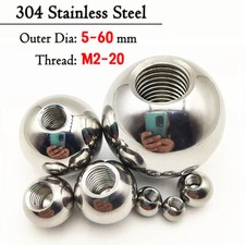 Solid Stainless Steel Drilling Balls OD 5mm - 60mm with Half Hole Thread M2-M20
