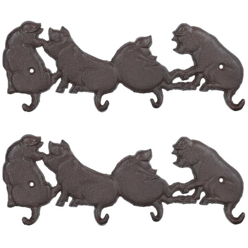 2 pcs Creative Iron Pigs Hanging Hook Wall Mounted Hanging Hook for