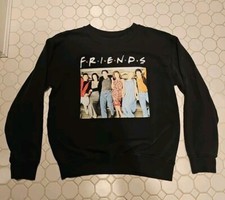 Vintage Friends TV Show Sweatshirt Black Size S Entire Cast Photo Unisex 117508