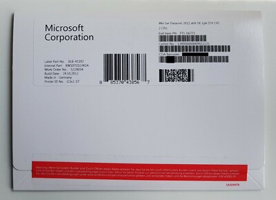 MS Windows Server 2012 Datacenter 64 Bit 2 CPU Vollversion deutsch P71-06771 NEU