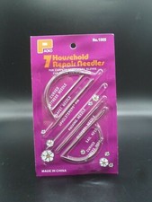 7pc PACK SEWING NEEDLE SET SELF THREADING CURVED REPAIR CRAFT SEWING DRESSMAKING