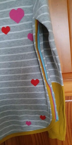 White Stuff Size 10 Multicoloured Stripe Heart Jumper 56% Merino Wool - Picture 4 of 12