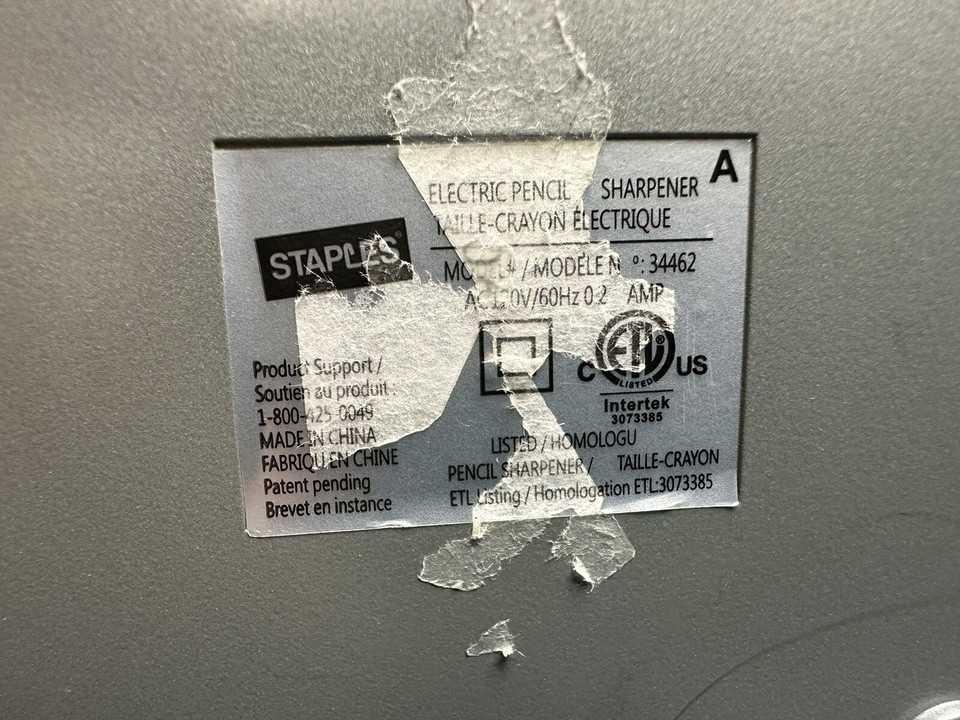 Staples Electric Plug In Pencil Sharpener Gray Silver 34462 Tested