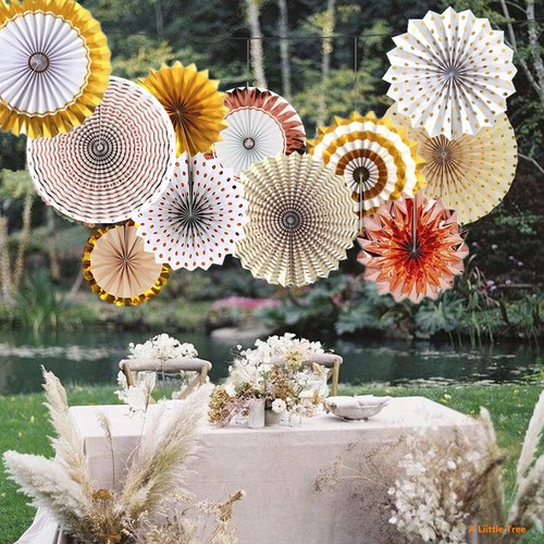 6/12PCs Paper Fan Flowers Hanging Birthday Wedding Baby Shower Party Decor - Picture 7 of 90