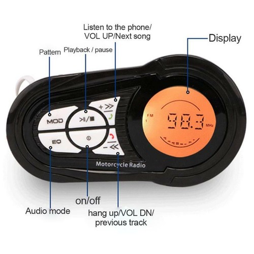 Bluetooth Motorcycle Handlebar Audio Amplifier Stereo Speaker System MP3 USB/SD - Picture 2 of 9
