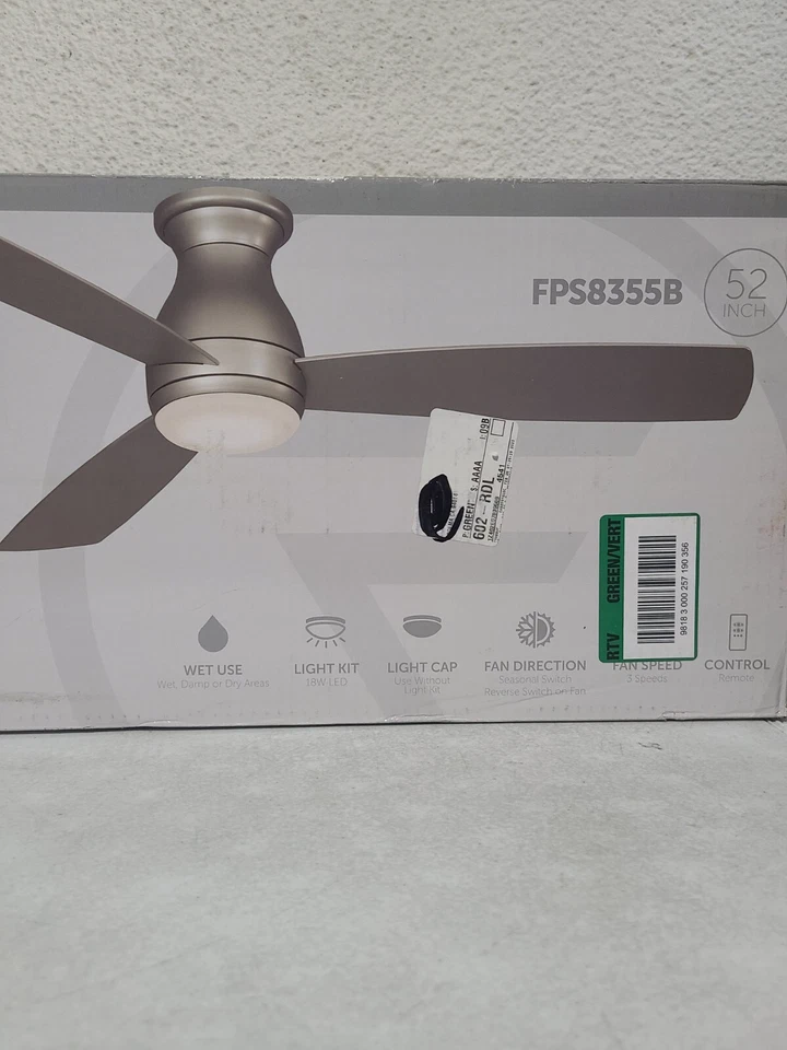 Fanimation Hugh 52 in. Integrated LED Indoor/Outdoor Brushed Nickel Ceiling Fan - Image 2 of 4