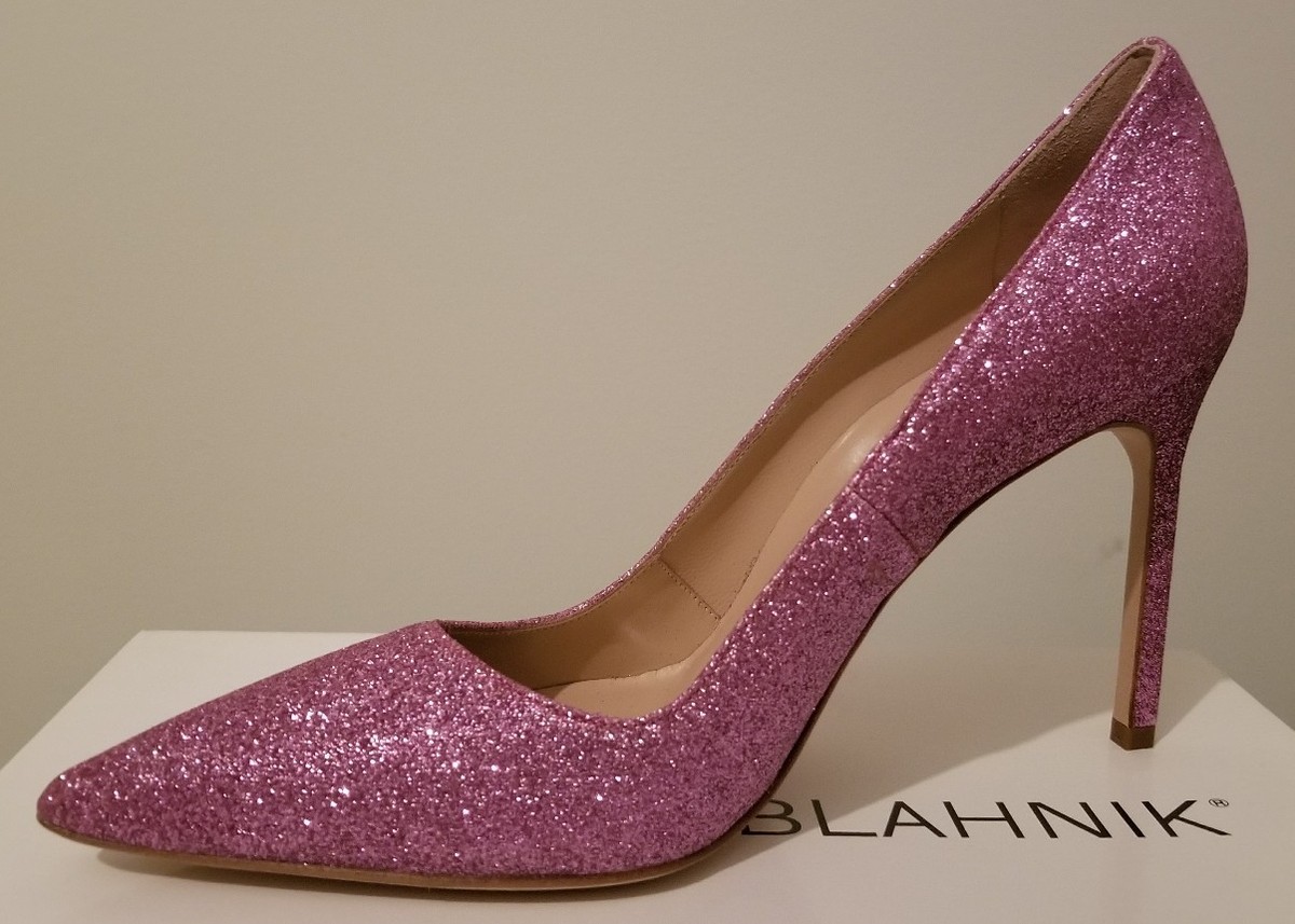 MANOLO BLAHNIK BB CLASSIC AMAZING PINK GLITTER PUMPS EU 39 8 I