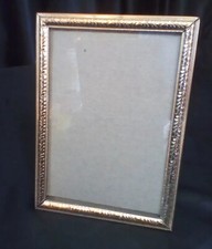 Vintage Ornate Gold Metal Photo Frame 5" X 7" Brown Back Easel