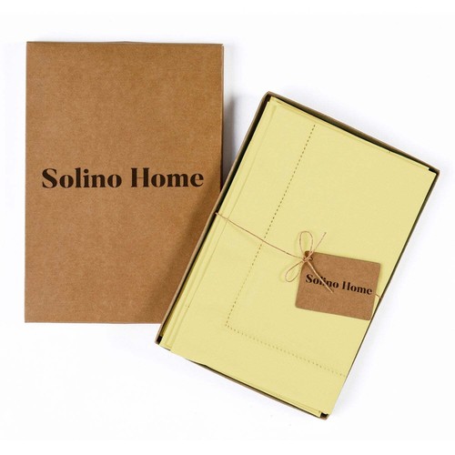 Solino Home Cotton Linen Hemstitch Dinner Napkins 20" for Summer Dining Set of 4 - Picture 33 of 99