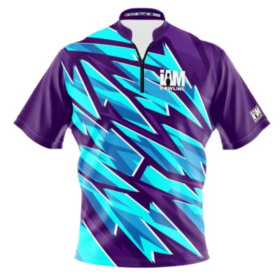 NEW I AM Bowling  Aqua Fracture Bowling Jersey Sizes S-4XL Moisture-Wicking
