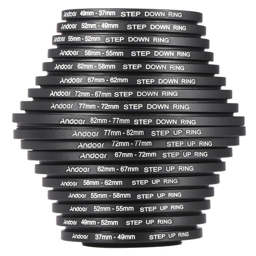 18 Pcs Lens Filter Stepping Rings Kit 9pcs Step Up Ring 9pcs Step Down Ring Y1N0 - Picture 2 of 9