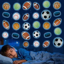 BOXOB 3pcs Glow in The Dark Sports Wall Stickers, Luminous Glowing Sports Wal...