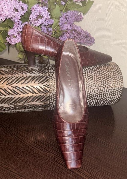 Women Gabor Heels Brown Leather 38.5 #D0HD