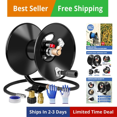 #ad #ad Pressure Washer Hose Reel 50ftx3 8” 65ftx1 4” 4000PSI Heavy Duty Power Was... $144.96