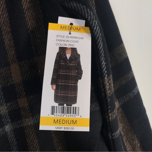 DKNY Fashion Plaid Classic Lapel Coat, Women's Size M - Black/Brown - Bild 4 von 10