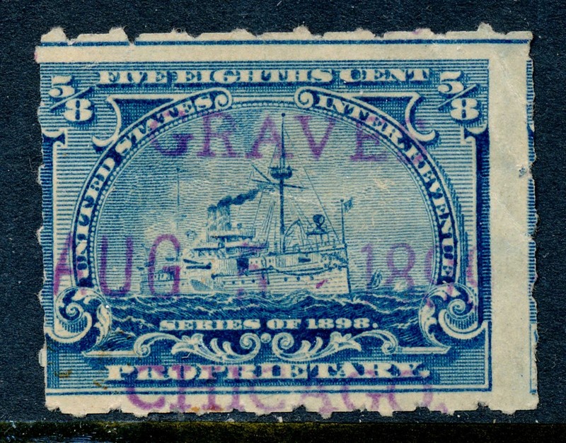 99c Start! US Revenue Stamp Battleship RB23 Dr. Graves Tooth Powder cancel