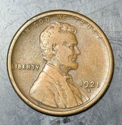 1921-S LINCOLN WHEAT   CENT 1c PENNY AU-BU *Simi Key-Date *San Francisco Mint