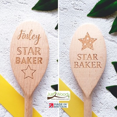 Sternenbäcker personalisiert graviert Holzlöffel Top Koch Backen Königin Geschenk Geschenk