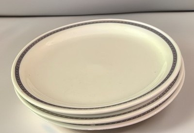 3 Vintage Delta AirLines First Class Luncheon/dessert Plates ABCO Blue/gold Trim