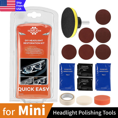 Car Headlight Restoration Kits Auto Headlamp Lens Polisher Repair Tool For Mini