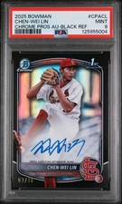 2025 Bowman Chrome Prospect Auto Black Refractor Chen Wei Lin #CPACL /10 PSA 9