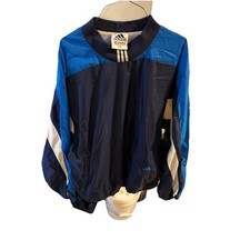VINTAGE ADIDAS STRIPED NYLON WINDBREAKER ZIPPER JACKET HIP HOP MEN'S SIZE L