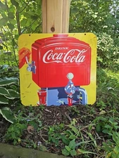 GIANT VINTAGE 1950'S COCA-COLA PORCELAIN SIGN 25" X 26.5"