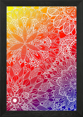 Rainbow Mandala Pattern Framed Wall Art Poster Canvas Print Picture