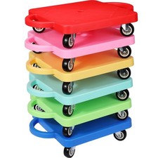 6 Pieces Sports Scooter Board Bulk Sitting Scooter Board with Handles Plastic...