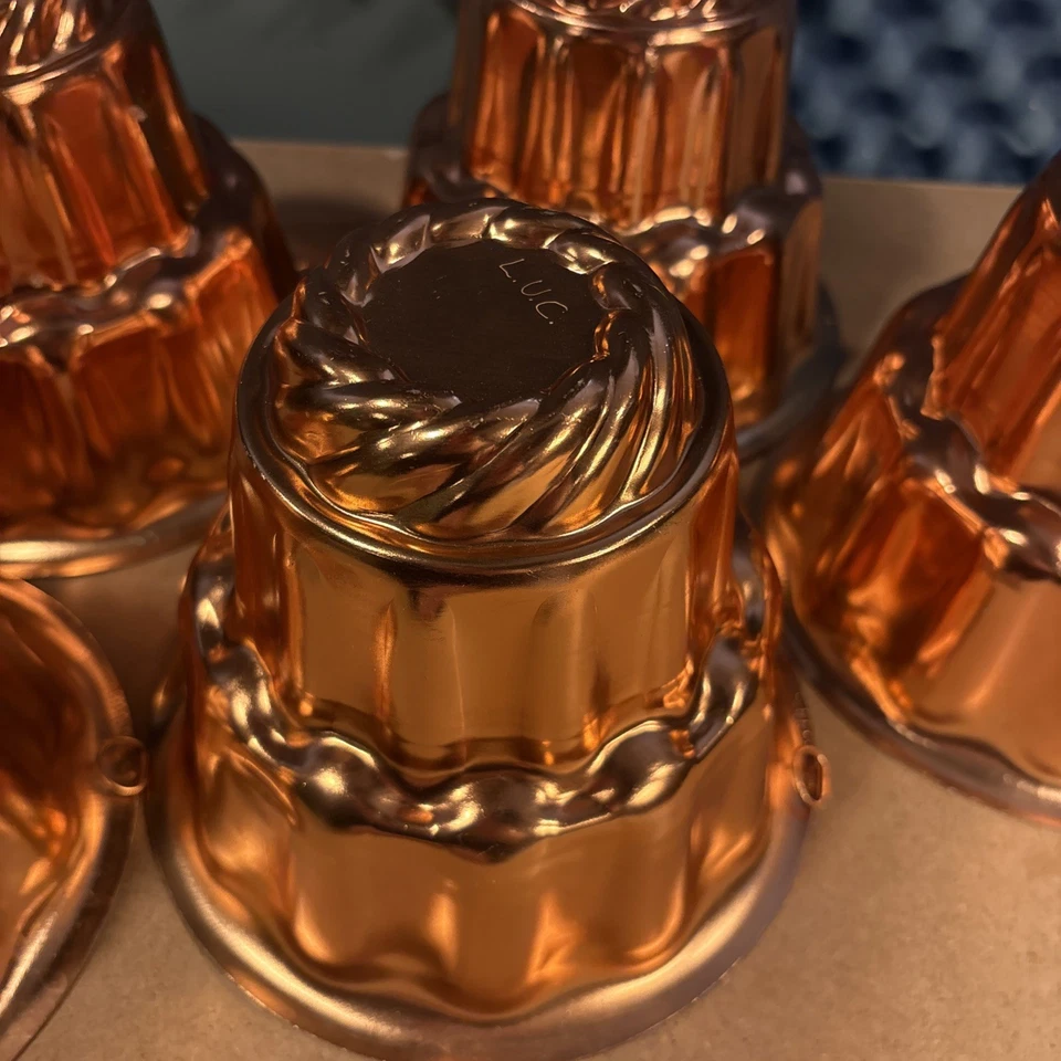 5 moldes de gelatina vintage color cobre/6 tazas/niveles/gancho para colgar Foto 3 de 4