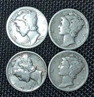 4 Mercury 90% silver Dimes