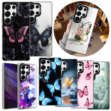For Samsung S26 Plus S25 Ultra S24 Butterfly Printed Phone Case Laser Tech Cover