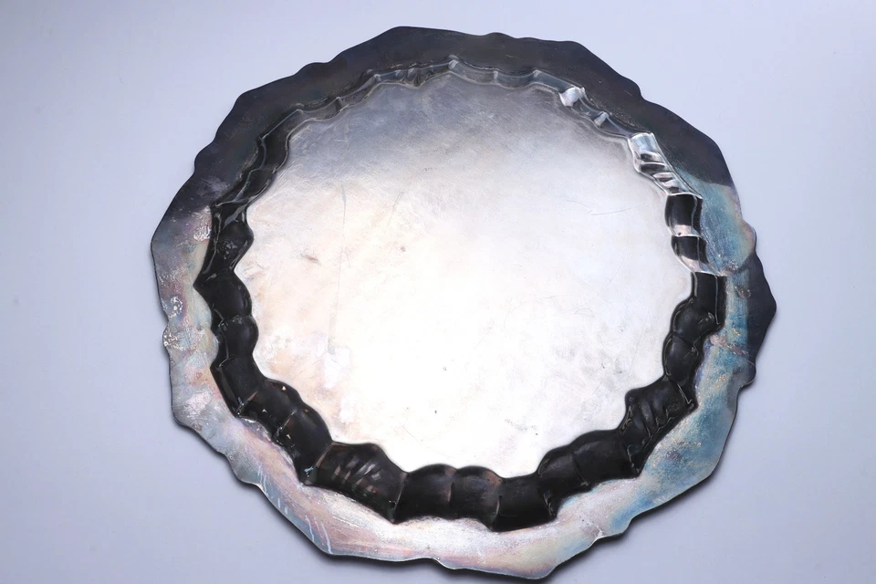 38 cm großes altes vintage Silbertablett ENGLISH SILVER MFG Corp Made in USA - Bild 3 von 4