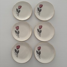 Vintage Swinnertons England Six Entre Plates Rose Pattern Very Good Condition