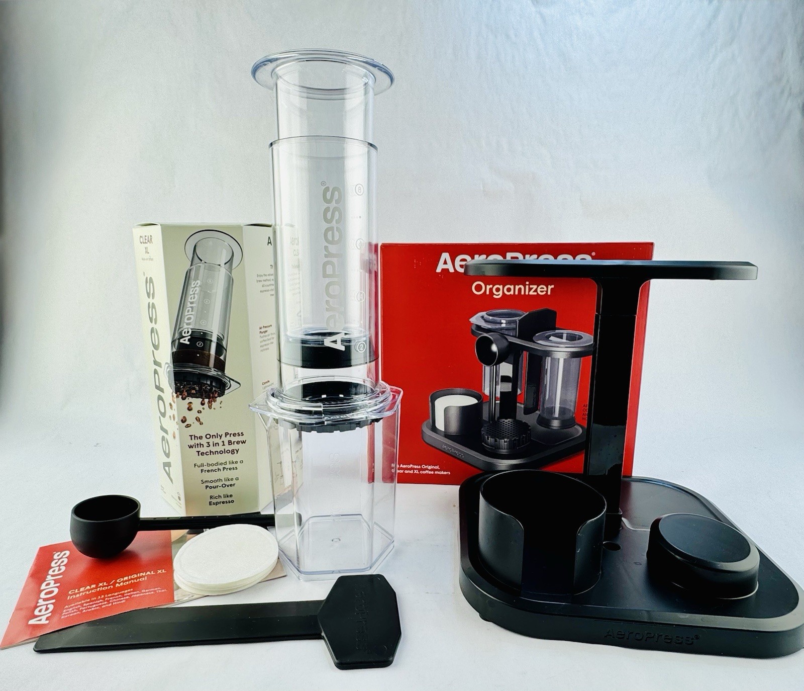 Clear Xl Coffee Maker + Aeropress Organizer