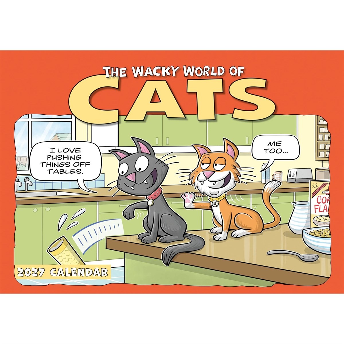 Wacky World of Cats A4 Calendar 2027, Wall Calendars, Month To View, Cats, Gift