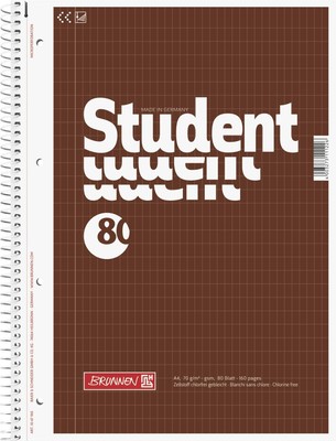 Brunnen 1067940 Student Notepad A4 rautiert White, Brown Envelope