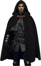Medieval Velvet Hooded Cloak w/ Hood Vintage Capelet Halloween Sorcerer Costume